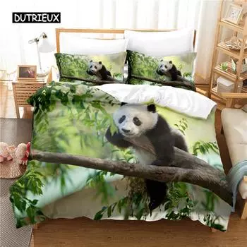 Комплект постельного белья Lovely Panda, комплект пододеяльников, постельное белье с 3D-печатью, комплект постельного белья размера Queen, модный дизайн EU single(135x200cm)