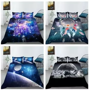 Комплект постельного белья «Ловец снов» с 3D цифровой печатью, пододеяльник, односпальная кровать, двуспальная кровать, полный размер, комплект домашнего постельного белья, 2/3 шт. DE 100x135cm