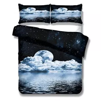 Комплект постельного белья Lunar Moon Duvet Cover Set King Queen Double Full Twin Single Size EU single(135x200cm)