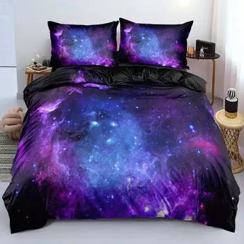 Комплект постельного белья Luxury Galaxy Dark Blue Twin Full Queen King Size, комплект постельного белья Shining Stars Starry Sky для детей и взрослых 70x133cm 2pcs