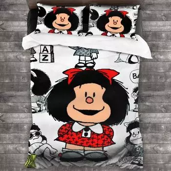 Комплект постельного белья Mafalda Single Twin Full Queen King Size Комплект постельного белья Aldult Kid Bedroom Duvetcover Sets 3D Print Anime Mafalda 030 AU Single(140x210cm)