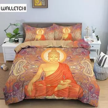 Комплект постельного белья «Мандала Будда» Покрывало для пододеяльника «Мандала» Роскошные комплекты постельного белья Богемный буддийский сувенир Украшения для спальни EU single(135x200cm)