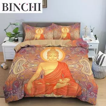 Комплект постельного белья «Мандала Будда» Покрывало для пододеяльника «Мандала» Роскошные комплекты постельного белья Богемный буддийский сувенир Украшения для спальни EU single(135x200cm)