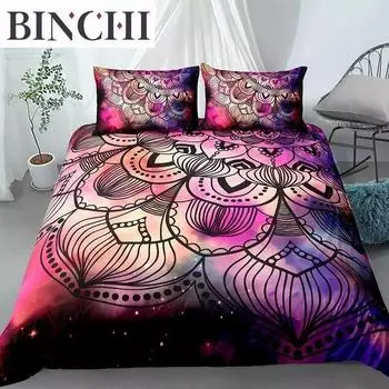 Комплект постельного белья Mandala, пододеяльник, покрывала в стиле бохо, комплекты постельного белья из полиэстера, двуспальная кровать, двуспальная кровать, односпальная кровать, пододеяльник 70x133cm 2pcs