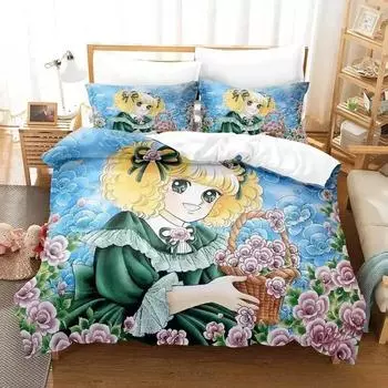 Комплект постельного белья Manga Candy Single Twin Full Queen King Size Bed Set Adult Kids Bedroom Duvet Cover Sets 3D Print Anime Bed Set 70x133cm 2pcs