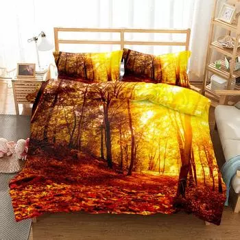 Комплект постельного белья Maple Woods 3D Duvet Cover Set UK Single Double Queen US Twin Full King Size 230x230cm