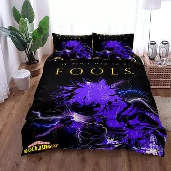 Комплект постельного белья Midoriya Hero Academia Purple Duvet Cover Set King Queen Double Full Twin Single Size 70x133cm 2pcs