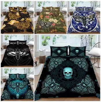 Комплект постельного белья Мотылек Череп с рисунком черепа Пододеяльник Наволочка Домашний комплект постельного белья AU Полный размер односпальная/двуспальная кровать Baby 100x135cm