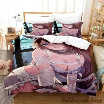 Комплект постельного белья Mummy Girls Anime Single Twin Full Queen King Size Bed Set Adult Kid Bedroom Duvetcover Sets Anime Halloween Letti 70x133cm 2pcs
