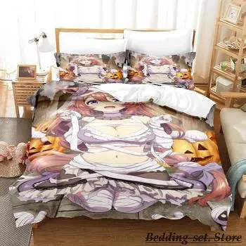 Комплект постельного белья Mummy Girls Anime Single Twin Full Queen King Size Bed Set Adult Kid Bedroom Duvetcover Sets Anime Parure de lit Bed 70x133cm 2pcs