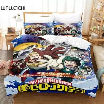 Комплект постельного белья My Hero Academia с японским аниме, удобный пододеяльник, односпальный, двуспальный, двуспальный, односпальный, полноразмерный пододеяльник, подростковое постельное белье EU Single 135x200cm