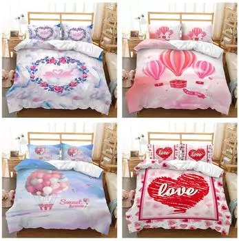Комплект постельного белья на День святого Валентина, пододеяльник для пары, наволочка, домашний комплект постельного белья, AU/EU/US, полноразмерная односпальная/двуспальная кровать, домашняя мебель Baby 100x135cm