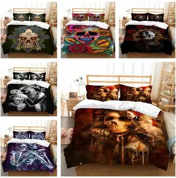 Комплект постельного белья на Хэллоуин с принтом черепа, пододеяльник, наволочка, домашний комплект постельного белья, AU/EU/US, полный размер, односпальная/двуспальная кровать, домашний интерьер Baby 100x135cm