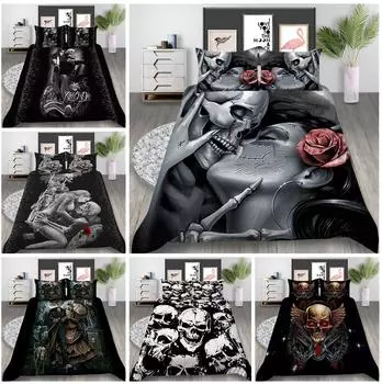 Комплект постельного белья на Хэллоуин с черепом, пододеяльник, наволочка, домашний комплект постельного белья, AU, полный размер, односпальная/двуспальная кровать Baby 100x135cm