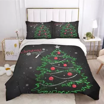 Комплект постельного белья на рождественскую тематику, 3D-печать, пододеяльник, наволочка, домашний текстиль, комплект из трех предметов UK Single 135 * 200cm two-piece set (90g)