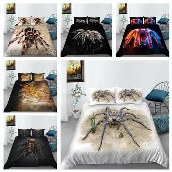 Комплект постельного белья на тему 3D паука с устрашающим рисунком насекомых, пуховое одеяло и наволочка, 2/3 предмета, полноразмерное украшение для дома в Австралии, ЕС, США и Германии Baby 100x135cm