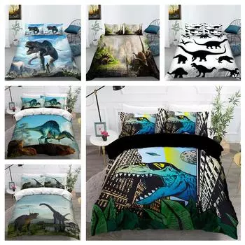 Комплект постельного белья на тему 3D динозавра с пуховым одеялом и наволочкой с рисунком гигантского животного, 2/3 предмета, полноразмерное украшение для дома в Австралии, ЕС, США и Германии Baby 100x135cm