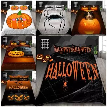 Комплект постельного белья на тему Хэллоуина, наволочка для спальни, пододеяльник, комплект постельного белья, пододеяльник, полноразмерная односпальная/двуспальная кровать, украшение для дома Baby 100x135cm