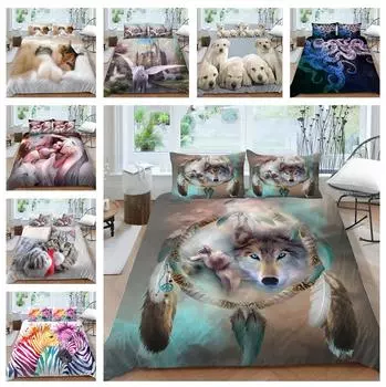Комплект постельного белья на тему животных, роскошное пуховое одеяло и наволочка с 3D-принтом, 2/3 предмета, полноразмерное постельное белье из Австралии, ЕС, Германии и США Baby 100x135cm