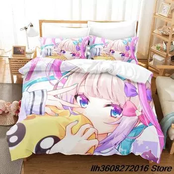 Комплект постельного белья NEEDY GIRL OVERDOSE Single Twin Full Queen King Size Bed Set Adult Kid Bedroom Duvetcover Sets Anime Bed Sheet AU Single(140x210cm)