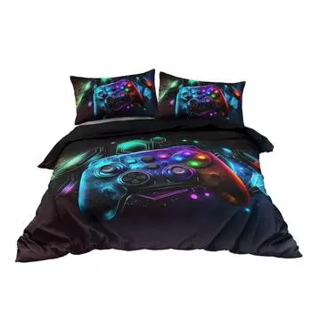 Комплект постельного белья Nenon Game Joystick 3 предмета Ретро геймер Одеяло/Пододеяльник Комплект Цифровой Геометрический Шестиугольник Комплект Пододеяльника 218x177cm 86x70in