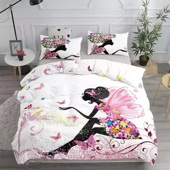 Комплект постельного белья Neon Butterfly Girl Duvet Cover Set EU Single Double King US Twin Full Queen Size EU single(135x200cm)