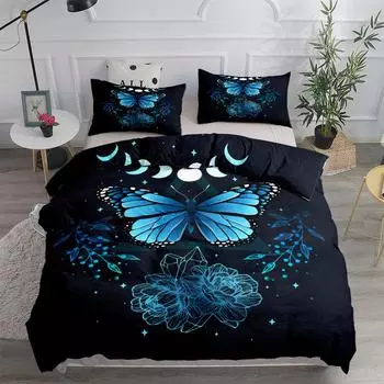 Комплект постельного белья Neon Butterfly Girl Duvet Cover Set EU Single Double King US Twin Full Queen Size 150x220cm