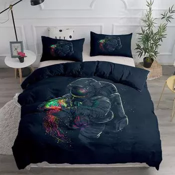 Комплект постельного белья Neon Space Duvet Cover Set King Queen Double Full Twin Single Size 140x210cm