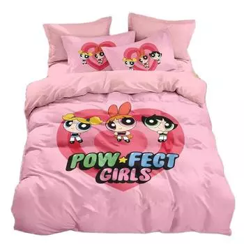 Комплект постельного белья P-Powerpuff Girls, мультяшный модный 3D-принтер Powerpuff Girls, пододеяльник, украшение для дома, одеяло размера King Size для мальчиков и девочек 135x200cm 2pcs