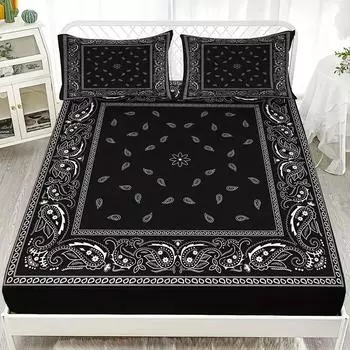 Комплект постельного белья Paisley Mandala Black в стиле бохо для взрослых, комплект постельного белья с наволочкой для спальни Twin 99x190cm