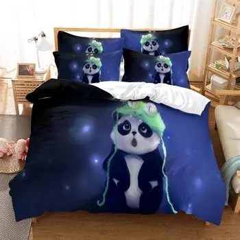 Комплект постельного белья «Панда», комплект пододеяльников, постельное белье с цифровой печатью, комплект постельного белья размера «queen size», модный дизайн EU single(135x200cm)