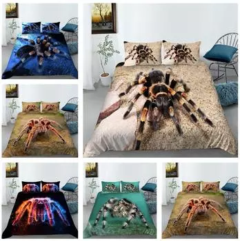 Комплект постельного белья «Паук» 3D-цифровая печать серии насекомых Пододеяльник Односпальная кровать Двуспальная кровать Полноразмерный комплект домашнего постельного белья 2/3 Удобный домашний текстиль DE 100x135cm