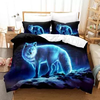 Комплект постельного белья Personality Wolf Single Twin Full Queen King Size Wolf Bed Set Aldult Kid Bedroom Duvetcover Sets 3D Print 032 EU single(135x200cm)