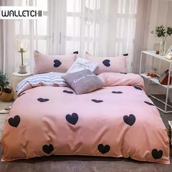 Комплект постельного белья Pink Heart, комплект из 3 предметов, мягкий, удобный, двусторонний пододеяльник из микрофибры с рисунком «Любовь и полоски» US Twin-173x229