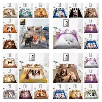 Комплект постельного белья, пододеяльник с принтом домашних животных, высококачественный пододеяльник, костюм, постельное белье из полиэстера, одинарный размер, постельное белье для собак, пододеяльник UK Single 135x200cm
