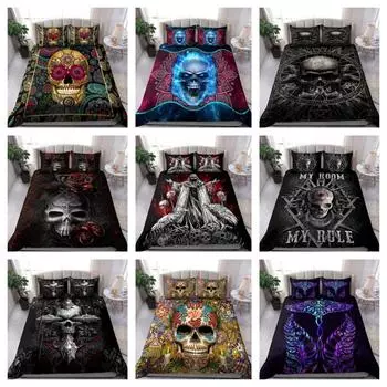 Комплект постельного белья Пододеяльник Череп Домашнее постельное белье Костюм Подарок Single 135x200cm