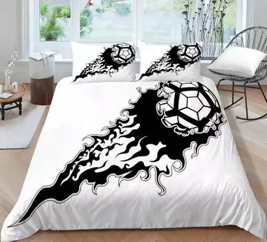 Комплект постельного белья, покрывало, пододеяльники, домашнее постельное белье с футбольным принтом, роскошная мягкая дышащая наволочка Single 135x200cm