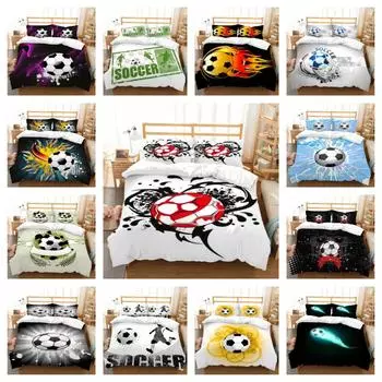 Комплект постельного белья Покрывало, пододеяльники, футбольный принт, домашнее постельное белье, роскошная мягкая наволочка, пододеяльник из микрофибры UK Single 135x200cm