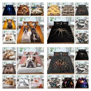 Комплект постельного белья, покрывало с 3D креативным принтом, 2/3 шт., пододеяльники, домашний текстиль, удобная теплая наволочка из микрофибры для спальни UK Single 135x200cm