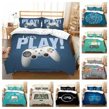 Комплект постельного белья, покрывало с 3D игровым принтом, 2/3 шт., пододеяльники, домашний текстиль, удобная теплая наволочка из микрофибры для спальни Single 135x200cm