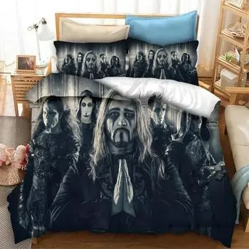 Комплект постельного белья Powerwolf с 3D-печатью, наволочка, пододеяльник, двуспальная кровать, двуспальная кровать, двуспальная кровать, кровать размера «king-size», постельное белье для взрослых и детей, пододеяльник 70x133cm 2pcs
