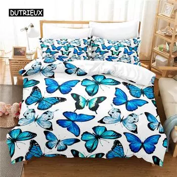 Комплект постельного белья Pretty Butterfly, комплект пододеяльников, постельное белье с 3D-печатью, комплект постельного белья размера Queen, модный дизайн EU single(135x200cm)