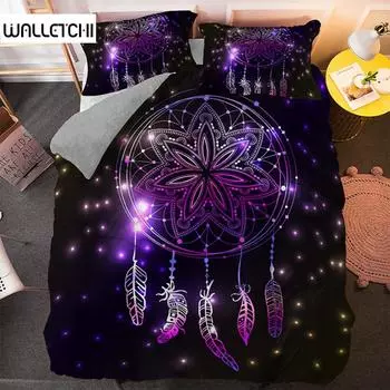 Комплект постельного белья Psychedelic Bohemian Dreamcatcher Single King Queen Size, пододеяльник с наволочкой 3 шт. EU single(135x200cm)