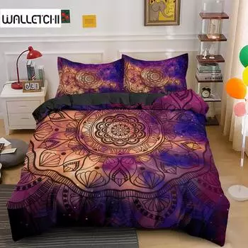 Комплект постельного белья Psychedelic Boho Luxury из 3 предметов с наволочкой King Duvet Cover Queen 2/3 шт. Полиэстеровое одеяло Cover Home Textile EU single(135x200cm)