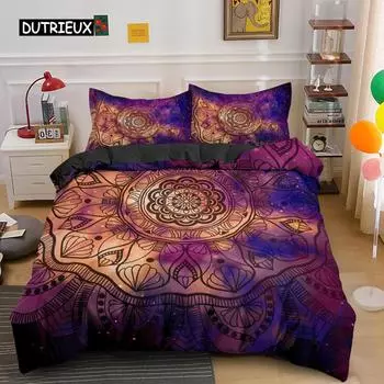 Комплект постельного белья Psychedelic Boho Luxury из 3 предметов с наволочкой King Duvet Cover Queen 2/3 шт. Полиэстеровое одеяло Cover Home Textile EU single(135x200cm)