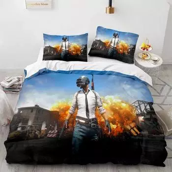 Комплект постельного белья PUBG Single Twin Full Queen King Size Game PUBG Комплект постельного белья Aldult Kid Bedroom Duvetcover Sets 3D Print Menwomen 034 EU Single 135x200cm