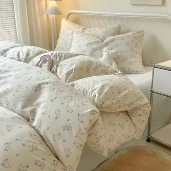 Комплект постельного белья размера «queen-size» с реактивным принтом, комплекты простыней из мягкого полиэстера, пододеяльник, простыня, наволочка, комплект постельного белья с рисунком Flat Bed Sheet&Single 3pcs