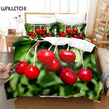 Комплект постельного белья Red Cherry, модный комплект постельного белья, мягкий, удобный, дышащий, для декора спальни и гостевой комнаты EU single(135x200cm)