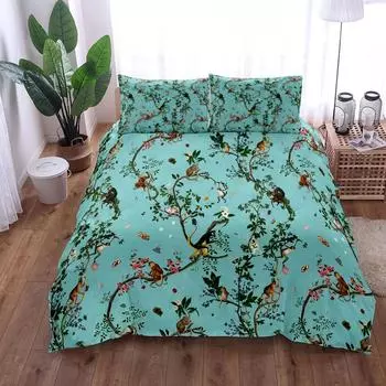 Комплект постельного белья Retro Novel Monkeys King Queen Double Full Twin Single Size Teal Duvet Cover Set 140x200cm