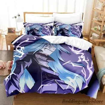 Комплект постельного белья Rimuru Tempest Single Twin Full Queen King Size Bed Set Adult Kid Bedroom Duvetcover Sets Anime Kawaii EU Single 135x200cm